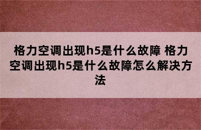 格力空调出现h5是什么故障 格力空调出现h5是什么故障怎么解决方法